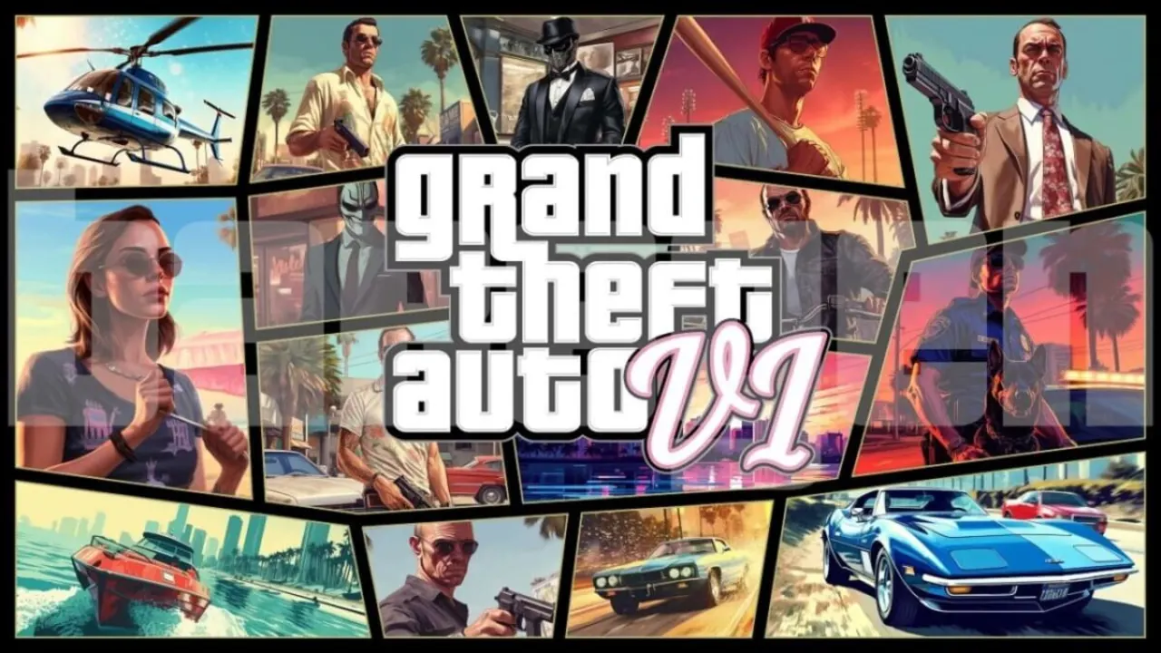 Grand theft auto written on collage of GTA game pictures